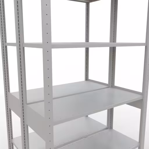 Étagère de base, étagère double, système d'étagères enfichables MULTIplus150, 2500 x 1000 x (2x400) mm (HxLxP), 2x6 étagères, barres de longueur, RAL 7035 gris clair avec le numéro d'article 1100001. 33141 Étagère de base, étagère double, système d'étagères MULTIplus150, 2500 x 1000 x (2x400) mm, 2x6 étagères, gris clair RAL 7035 de Schulte Lagertechnik de la catégorie étagères