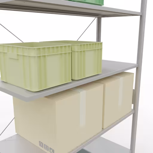 Ripiano aggiuntivo con sistema a innesto 3000x1300x500 mm, tipo 150 kg, grigio chiaro di Schulte Lagertechnik dalla categoria Sistema a innesto