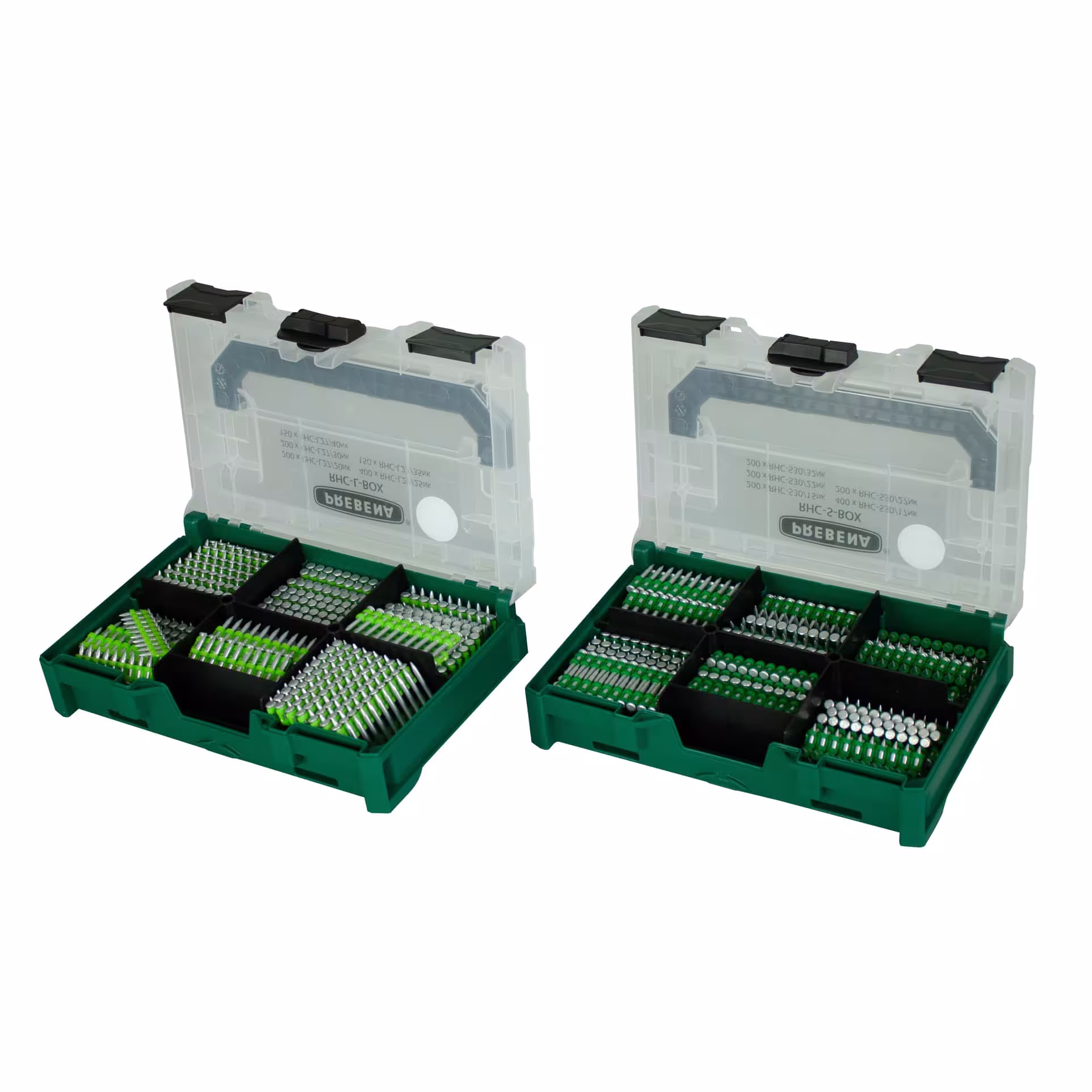 Gruppo di prodotti RHC-L-BOX zincato leggero RHC-L-BOX - chiodi per cemento nel metaBOX adatto ai cantieri della marca Prebena nella categoria Fissaggi