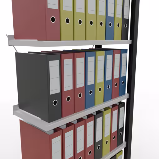 Immagine aggiuntiva dell'articolo Scaffale aggiuntivo, scaffale per ufficio, sistema a innesto MULTIplus85, 2000 x 750 x 300 mm (AxLxP), 6 ripiani, traversa, con listello di arresto, nero/grigio chiaro dal sistema a innesto