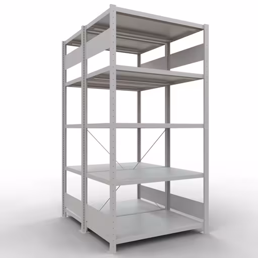 Étagère de base, étagère double, étagère, système enfichable MULTIplus250, 2000 x 1000 x (2x600) mm, 2x5 étagères, gris clair RAL 7035 de Schulte Lagertechnik avec le réf. 32160-G