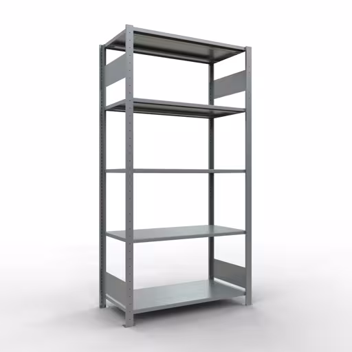 Scaffale base, scaffale, sistema a innesto MULTIplus150, 2000 x 1000 x 500 mm (AxLxP), 5 ripiani, barre longitudinali, zincato di Schulte Lagertechnik con l'articolo n. 12750-LR