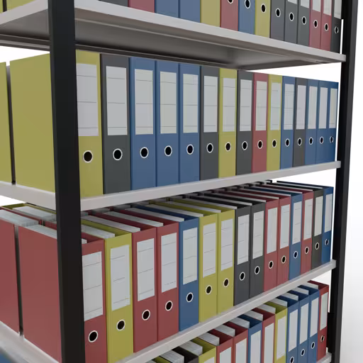Figure n° 13 de l'article, étagère de bureau, système enfichable MULTIplus150, 1800 x 1300 x 600 mm, 5 étagères, sans butée centrale, noir/gris clair du groupe de produits étagères de bureau de Schulte Lagertechnik