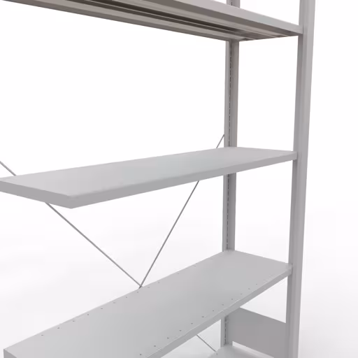 Produktbild Nr 13 des Artikels Anbauregal, Büro-Fachbodenregal Stecksystem MULTIplus85, 1800 x 1000 x 300 mm (HxBxT), 5 Fachböden, Kreuzstrebe, ohne Anschlagleiste, lichtgrau Abbildung Nr 13 des Artikels Anbauregal, Büro-Fachbodenregal Stecksystem MULTIplus85, 1800 x 1000 x 300 mm (HxBxT), 5 Fachböden, Kreuzstrebe, ohne Anschlagleiste, lichtgrau aus der Produktgruppe Büroregale von der Marke Schulte Lagertechnik