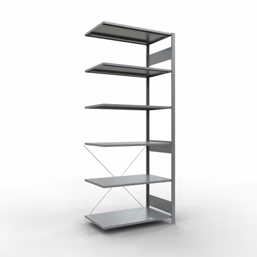 Scaffali aggiuntivi, scaffali, sistema a innesto MULTIplus150, 2500 x 1000 x 600 mm (AxLxP), 6 ripiani, traversa, zincato di Schulte Lagertechnik Scaffale aggiuntivo, scaffale, sistema a innesto MULTIplus150, 2500 x 1000 x 600 mm (AxLxP), 6 ripiani, traversa, zincato, ripiano aggiuntivo, articolo n. 12766