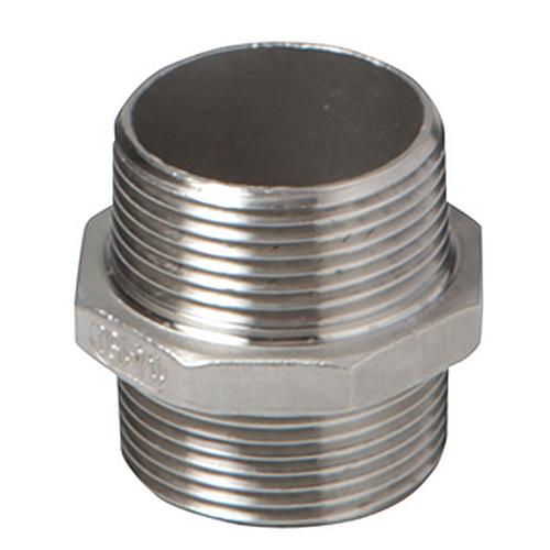 Atusa nipplo doppio in acciaio inossidabile AG-AG N. 280 (AISI 316) / PN16, raccordi filettati in acciaio inossidabile