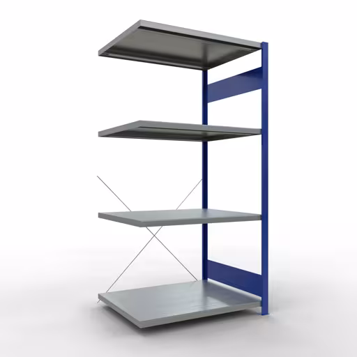 Étagère supplémentaire, étagère, système enfichable MULTIplus330, 2000 x 1000 x 800 mm (HxLxP), 5 étagères, traverse, RAL 5010 bleu gentiane/galvanisé, étagère supplémentaire, réf. 13985-B