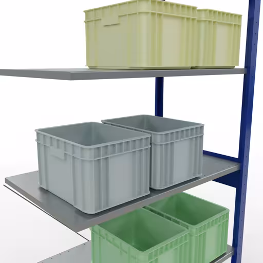 Figure n° 15 de l'article étagère complémentaire, étagère à étagères, système enfichable MULTIplus85, 2500 x 1000 x 600 mm, 6 étagères, traverse, RAL 5010 bleu gentiane du groupe de produits système enfichable de la marque Schulte Lagertechnik