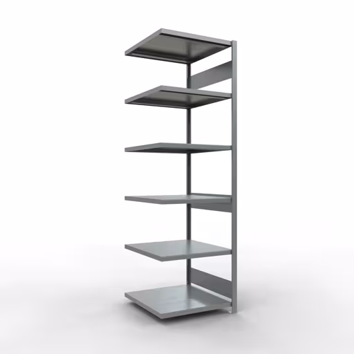 Scaffale aggiuntivo, scaffale, sistema a innesto MULTIplus250, 2500 x 750 x 800 mm (AxLxP), 6 ripiani, barre longitudinali, zincato, ripiano aggiuntivo, articolo n. 12986-75-LR