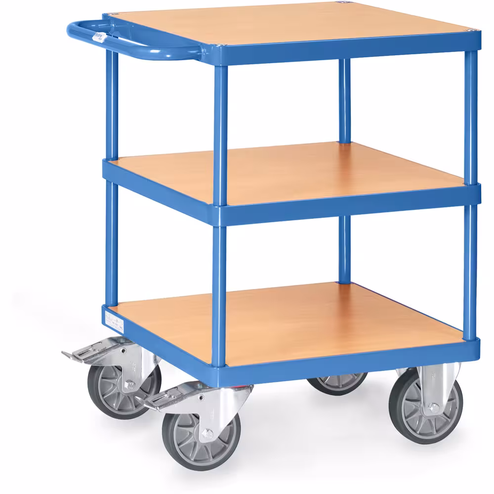 Tischwagen 2416 pulverbeschichtet blau RAL 5007, dauerhaft oberflächengeschützt, schlag- und kratzfest von der Marke Fetra aus der Produktreihe Transportsysteme