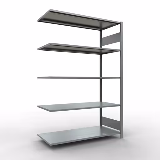 Scaffali aggiuntivi, scaffali, sistema a innesto MULTIplus150, 2000 x 1300 x 600 mm (AxLxP), 5 ripiani, barre longitudinali, zincato di Schulte Lagertechnik Scaffale aggiuntivo, scaffale, sistema a innesto MULTIplus150, 2000 x 1300 x 600 mm (AxLxP), 5 ripiani, barre longitudinali, zincato, ripiano aggiuntivo, articolo n. 12765-130-LR