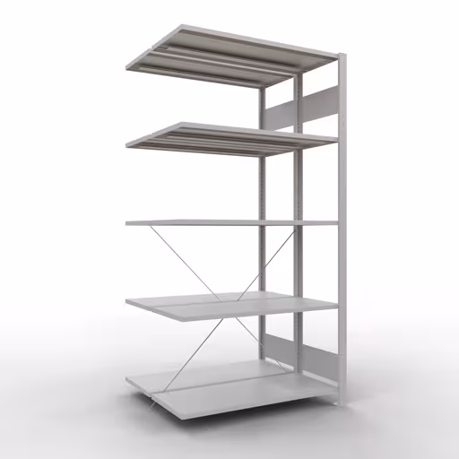 Figura n. 11 dell'articolo scaffale aggiuntivo, scaffale doppio, sistema di scaffali MULTIplus150, 2000 x 1000 x (2x400) mm (AxLxP), 2x5 ripiani, traversa, RAL 7035 grigio chiaro del gruppo di prodotti scaffali della marca Schulte Lagertechnik