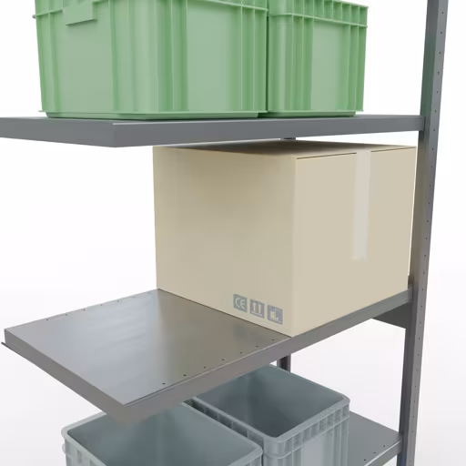 Une autre vue de l'article Rayonnage complémentaire, rayonnage à étagères, système enfichable MULTIplus250, 2500 x 1000 x 500 mm (HxLxP), 6 étagères, traverse, galvanisé Une autre vue de l'article Étagère rapportée, étagère système enfichable MULTIplus250, 2500 x 1000 x 500 mm, 6 étagères, galvanisée de la catégorie système enfichable