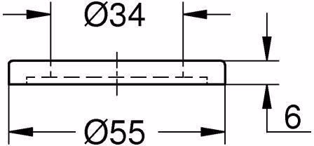 Technische Zeichnung 4010062 GROHE Grundplatte 48165 für Einloch-Waschtisch-/Bidetbatterien chrom