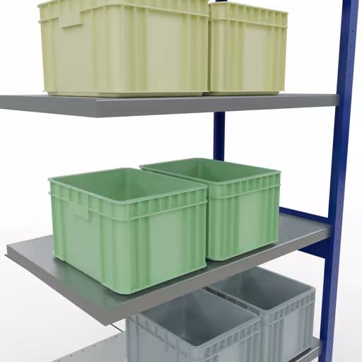 Produktbild Nr 14 des Artikels Anbauregal, Fachbodenregal Stecksystem MULTIplus330, 2500 x 1000 x 600 mm (HxBxT), 6 Fachböden, Kreuzstrebe, RAL 5010 enzianblau/verzinkt Abbildung Nr 14 des Artikels Anbauregal, Fachbodenregal Stecksystem MULTIplus330, 2500 x 1000 x 600 mm (HxBxT), 6 Fachböden, Kreuzstrebe, RAL 5010 enzianblau/verzinkt aus der Produktgruppe Stecksystem von der Marke Schulte Lagertechnik