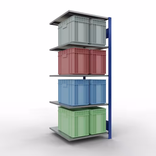 Rayonnage supplémentaire, rayonnage à étagères, système enfichable MULTIplus150, 2000 x 750 x 800 mm, 5 étagères, barres de longueur, RAL 5010 bleu gentiane/galvanisé/galvanisé avec la référence réf. 12785-75-LR-B Rayonnage supplémentaire, étagère, système enfichable MULTIplus150, 2000 x 750 x 800 mm, 5 étagères, RAL 5010 bleu gentiane/galvanisé/galvanisé de Schulte Lagertechnik de la catégorie système enfichable