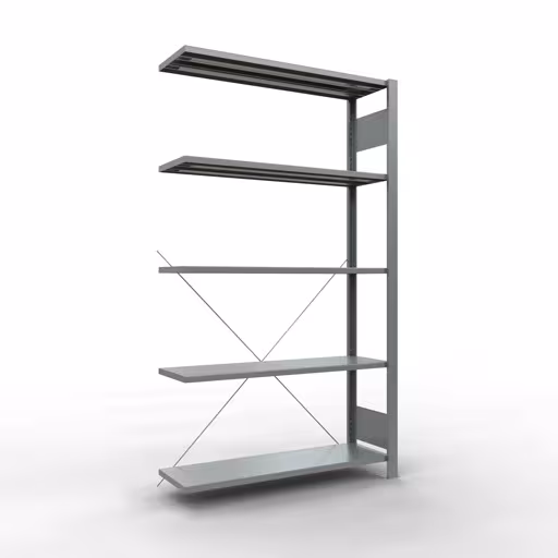 , système d'étagères de bureau MULTIplus85, 1800 x 1000 x 300 mm, 5 étagères, galvanisées, sans barre d'arrêt de Schulte Lagertechnik de la gamme d'étagères de bureau