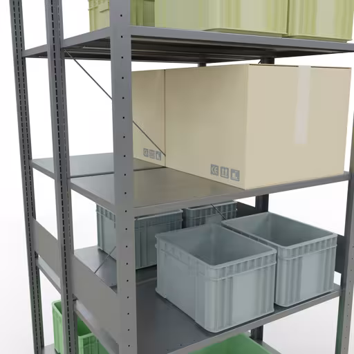 Image du produit n° 13 de l'article Étagère de base, étagère double, système d'étagères enfichables MULTIplus150, 3000 x 1000 x (2x1000) mm (HxLxP), 2x7 étagères, traverse, galvanisé Figure n° 13 de l'article étagère de base, étagère double, système d'étagères enfichables MULTIplus150, 3000 x 1000 x (2x1000) mm, 2x7 étagères, galvanisées du groupe de produits étagères de la marque Schulte Lagertechnik.