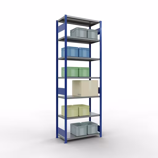 Immagine del prodotto n. 13 dell'articolo scaffale base, scaffale, sistema a innesto MULTIplus330, 3000 x 1000 x 500 mm (AxLxP), 7 ripiani, barra longitudinale, RAL 5010 blu genziana/zincato Figura n. 13 dell'articolo scaffale base, scaffale, sistema a innesto MULTIplus330, 3000 x 1000 x 500 mm (AxLxP), 7 ripiani, barre longitudinali, RAL 5010 blu genziana/zincato del gruppo di prodotti sistema a innesto della marca Schulte Lagertechnik