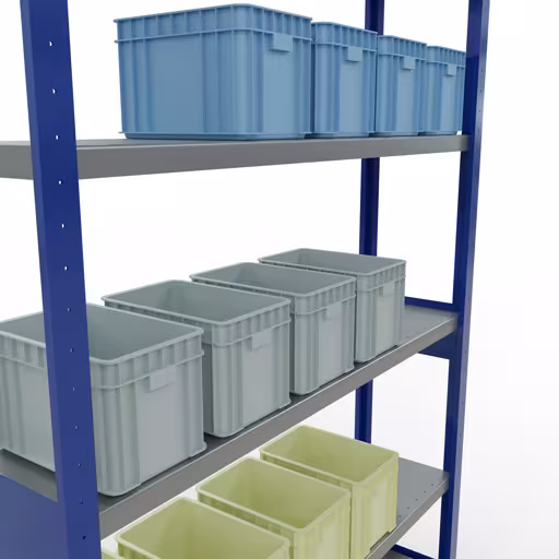 Figure n° 14 de l'article étagère de base, étagère, système enfichable MULTIplus250, 2500 x 1300 x 300 mm, 6 étagères, RAL 5010 bleu gentiane/galvanisé du groupe de produits système enfichable de Schulte Lagertechnik