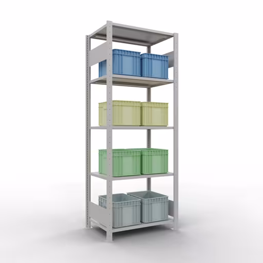 Étagère de base, étagère, système enfichable MULTIplus150, 2000 x 750 x 500 mm, 5 étagères, RAL 7035 gris clair de la marque Schulte Lagertechnik de la gamme de produits du système enfichable