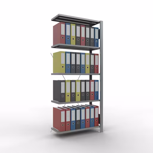 Produktbild Nr 12 des Artikels Anbauregal, Büro-Fachbodenregal Stecksystem MULTIplus85, 1800 x 750 x 300 mm (HxBxT), 5 Fachböden, Kreuzstrebe, verzinkt, ohne Anschlagleiste Abbildung Nr 12 des Artikels Anbauregal, Büro-Fachbodenregal Stecksystem MULTIplus85, 1800 x 750 x 300 mm (HxBxT), 5 Fachböden, Kreuzstrebe, verzinkt, ohne Anschlagleiste aus der Produktgruppe Büroregale von der Marke Schulte Lagertechnik