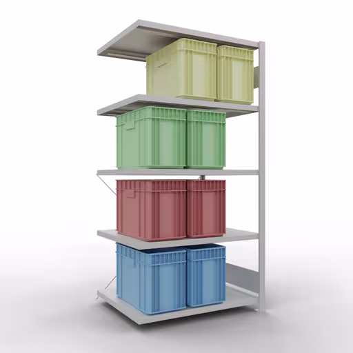 Image du produit n° 13 de l'article étagère complémentaire, système enfichable MULTIplus250, 2000 x 1000 x 800 mm, 5 étagères, gris clair RAL 7035 de la gamme de produits système enfichable de la marque Schulte Lagertechnik