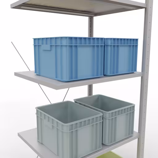 Image du produit n° 13 de l'article étagère complémentaire, étagère à étagères, système enfichable MULTIplus150, 2000 x 750 x 600 mm, 5 étagères, traverse, RAL 7035 gris clair de la gamme de produits du système enfichable de Schulte Lagertechnik