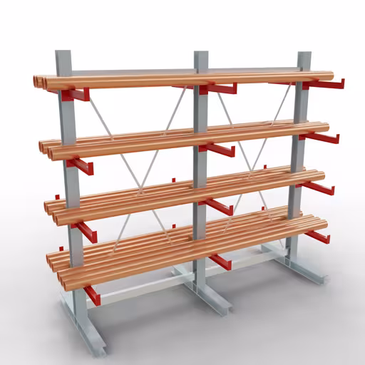 Scaffale completo K 3000, bifacciale, 2500 x 2600 x 500 mm, RAL 7001 / RAL 3000, 5 livelli di stoccaggio di Schulte Lagertechnik con l'articolo n. 27719