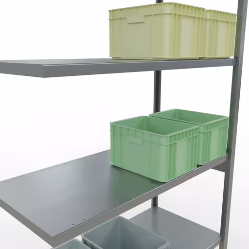 Image du produit n° 15 de l'article Rayonnage complémentaire, rayonnage à étagères, système enfichable MULTIplus250, 3000 x 1300 x 600 mm, 7 étagères, barres longitudinales, galvanisé Figure n° 15 de l'article, système d'étagères MULTIplus250, système enfichable, 3000 x 1300 x 600 mm, 7 étagères, galvanisé du groupe de produits système enfichable de Schulte Lagertechnik