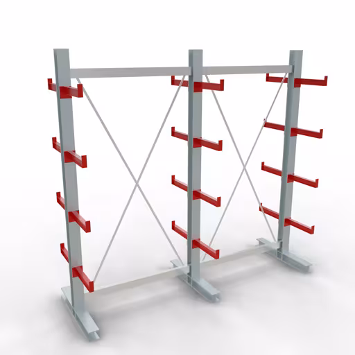 Figure n° 10 de l'article Rayonnage complet K 3000, double face, 2500 x 2600 x 400 mm, RAL 7001 / RAL 3000, 5 niveaux de stockage du groupe de produits rayonnages cantilever de Schulte Lagertechnik