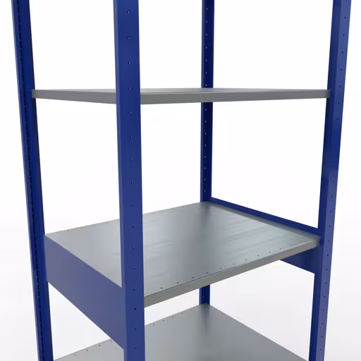 Scaffale base, scaffale, sistema a innesto MULTIplus150, 2500 x 750 x 600 mm (AxLxP), 6 ripiani, barre longitudinali, RAL 5010 blu genziana/zincato/zincato di Schulte Lagertechnik con l'articolo n. 12761-75-LR-B