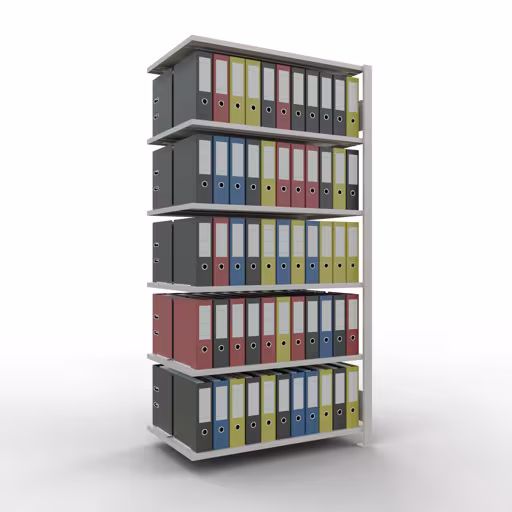 Étagère supplémentaire, étagère de bureau, système enfichable MULTIplus150, 2000 x 1000 x 600 mm (HxLxP), 6 étagères, avec butée centrale, gris clair de Schulte Lagertechnik avec le numéro d'article : 36046