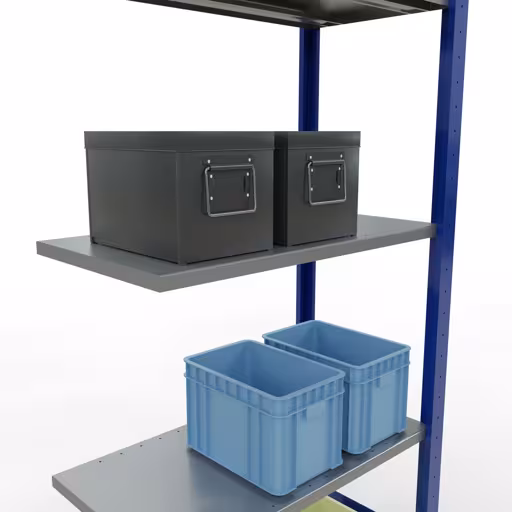 Étagère supplémentaire, étagère, système enfichable MULTIplus150, 2000 x 750 x 400 mm, 5 étagères, RAL 5010 bleu gentiane/galvanisé/galvanisé de Schulte Lagertechnik avec le réf. 12745-75-LR-B