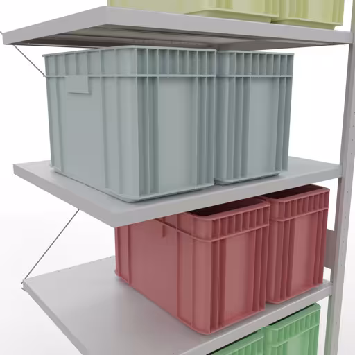 Figure n° 15 de l'article étagère complémentaire, étagère à étagères, système enfichable MULTIplus330, 3000 x 1000 x 800 mm, 7 étagères, gris clair RAL 7035 du groupe de produits système enfichable de la marque Schulte Lagertechnik