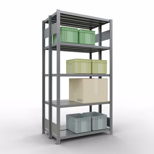 Étagère de base, étagère double, système d'étagères MULTIplus250, 2000 x 1000 x (2x300) mm, 2x5 étagères, galvanisé de la marque Schulte Lagertechnik de la gamme d'étagères