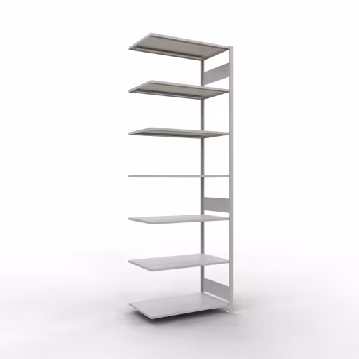 Scaffali aggiuntivi, scaffali, sistema a innesto MULTIplus85, 3000 x 1000 x 600 mm (AxLxP), 7 ripiani, barre longitudinali, RAL 7035 grigio chiaro di Schulte Lagertechnik Scaffale aggiuntivo, scaffale, sistema a innesto MULTIplus85, 3000 x 1000 x 600 mm (AxLxP), 7 ripiani, barra longitudinale, RAL 7035 grigio chiaro, ripiano aggiuntivo, articolo n. 33067-LR