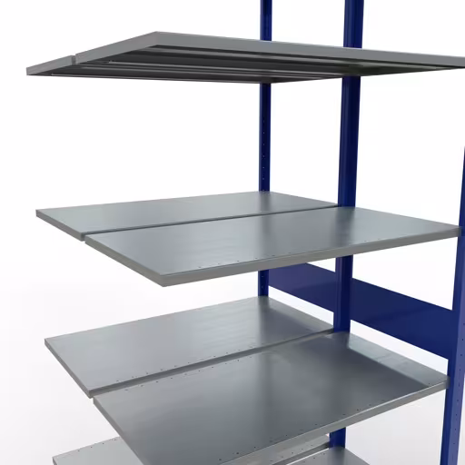 Immagine aggiuntiva dell'articolo Ripiano aggiuntivo, ripiano doppio, sistema di scaffali MULTIplus150, 3000 x 1000 x (2x500) mm (AxLxP), 2x7 ripiani, barre longitudinali, RAL 5010 blu genziana da ripiani doppi