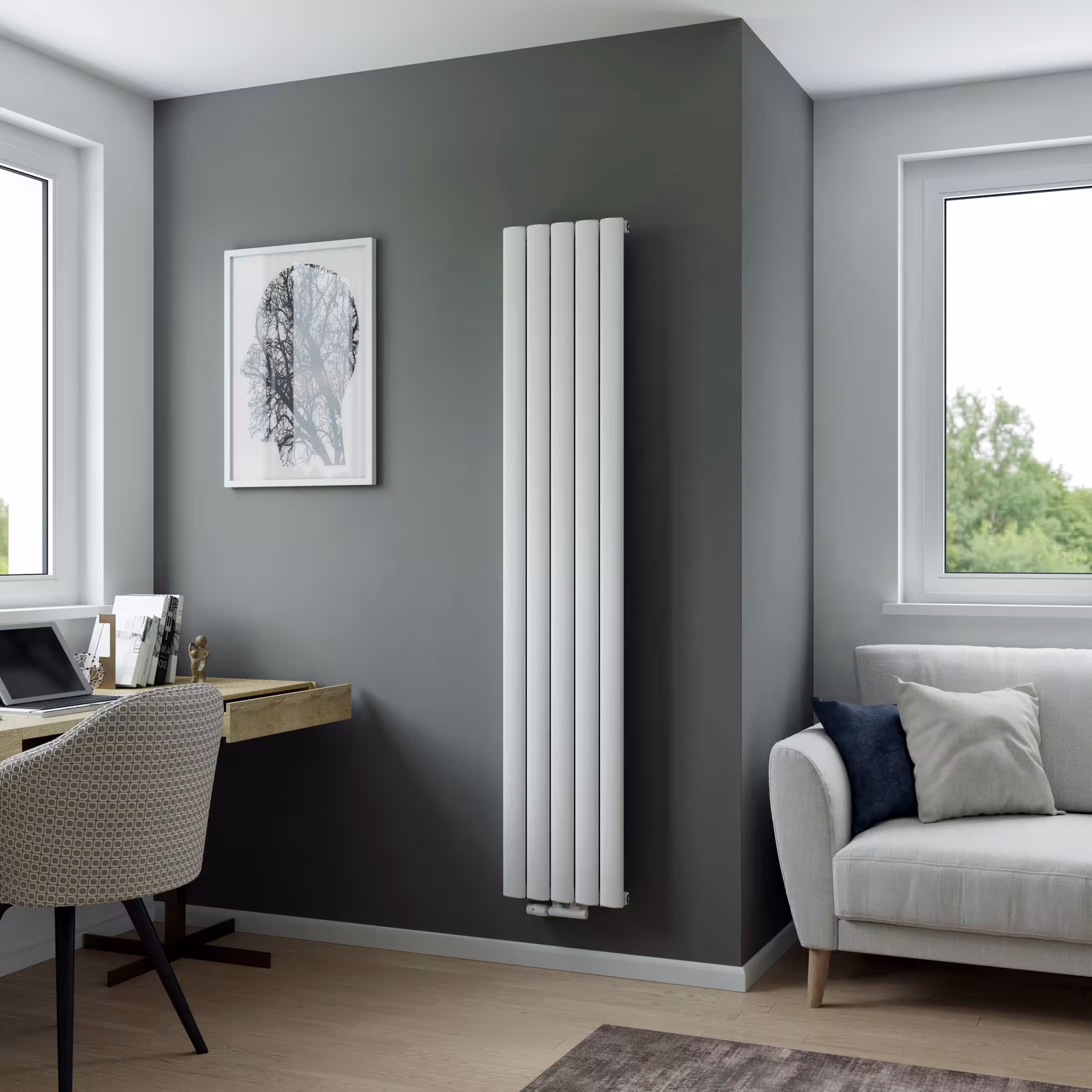 Radiatore in alluminio Novus 1800 mm x 345 mm 815 watt attacco centrale struttura bianca di Ximax Radiatore in alluminio Ximax Novus attacco centrale struttura bianca, radiatore in alluminio, art. 11633