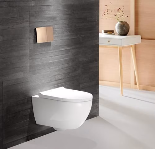 Geberit Acanto Set WC sospeso con sedile WC, scarico profondo TurboFlush, forma chiusa, profondità: 53 cm, bianco