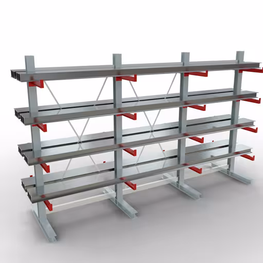 Figura n. 9 dell'articolo Scaffale completo K 3000, bilaterale, 2500 x 3900 x 500 mm, RAL 7001 / RAL 3000, 5 livelli di stoccaggio del gruppo di prodotti scaffalature cantilever della marca Schulte Lagertechnik
