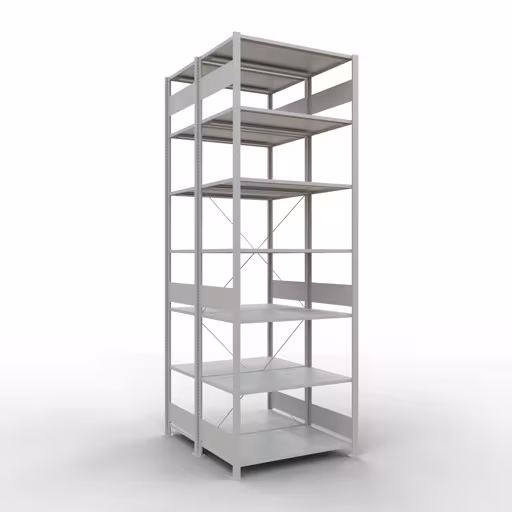 Étagère de base, étagère double, système d'étagères MULTIplus150, 3000 x 1000 x (2x1200) mm, 2x7 étagères, traverse, gris clair RAL 7035 de Schulte Lagertechnik de la catégorie étagères