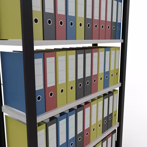 Figure n° 11 de l'article étagère de base, étagère de bureau, système enfichable MULTIplus85, 2000 x 1000 x 300 mm, 6 étagères, sans baguette de butée, noir/gris clair du groupe de produits étagères de bureau de la marque Schulte Lagertechnik