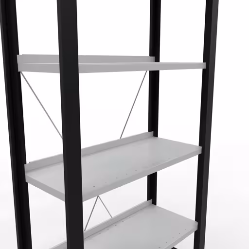 Figure n° 13 de l'article étagère de base, étagère de bureau, système enfichable MULTIplus85, 2000 x 750 x 300 mm, 6 étagères, avec bande d'arrêt, noir/gris clair du groupe de produits étagères de bureau de la marque Schulte Lagertechnik