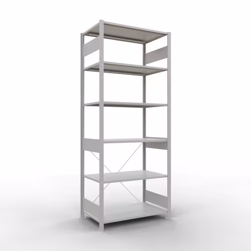 Figura n. 14 dell'articolo scaffale base, scaffale, sistema a innesto MULTIplus85, 2500 x 1000 x 600 mm (AxLxP), 6 ripiani, traversa, RAL 7035 grigio chiaro del gruppo di prodotti sistema a innesto della marca Schulte Lagertechnik