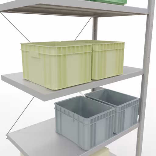 Image du produit n° 8 de l'article étagère complémentaire, système enfichable MULTIplus250, 3000 x 1000 x 600 mm, 7 étagères, RAL 7035 gris clair de la gamme de produits système enfichable de la marque Schulte Lagertechnik