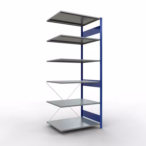 Étagère supplémentaire, étagère, système enfichable MULTIplus150, 2500 x 1000 x 800 mm (HxLxP), 6 étagères, traverse, RAL 5010/galvanisé, étagère supplémentaire, réf. 12586-B