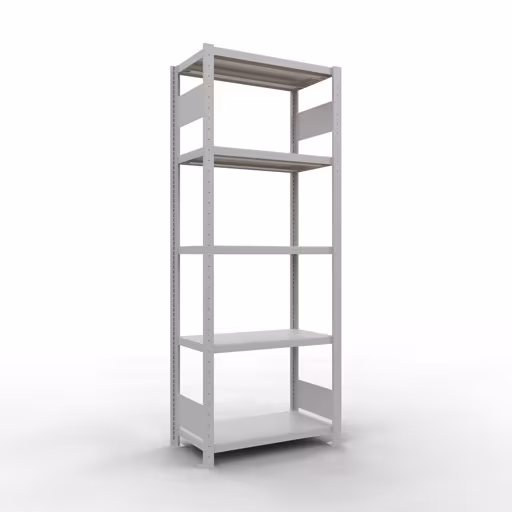 Étagère de base, étagère, système enfichable MULTIplus250, 2000 x 750 x 400 mm (HxLxP), 5 étagères, barres de longueur, RAL 7035 gris clair de Schulte Lagertechnik Étagère de base, étagère, système enfichable MULTIplus250, 2000 x 750 x 400 mm (HxLxP), 5 étagères, barres de longueur, gris clair RAL 7035, étagère de base, réf. 32840-75-LR