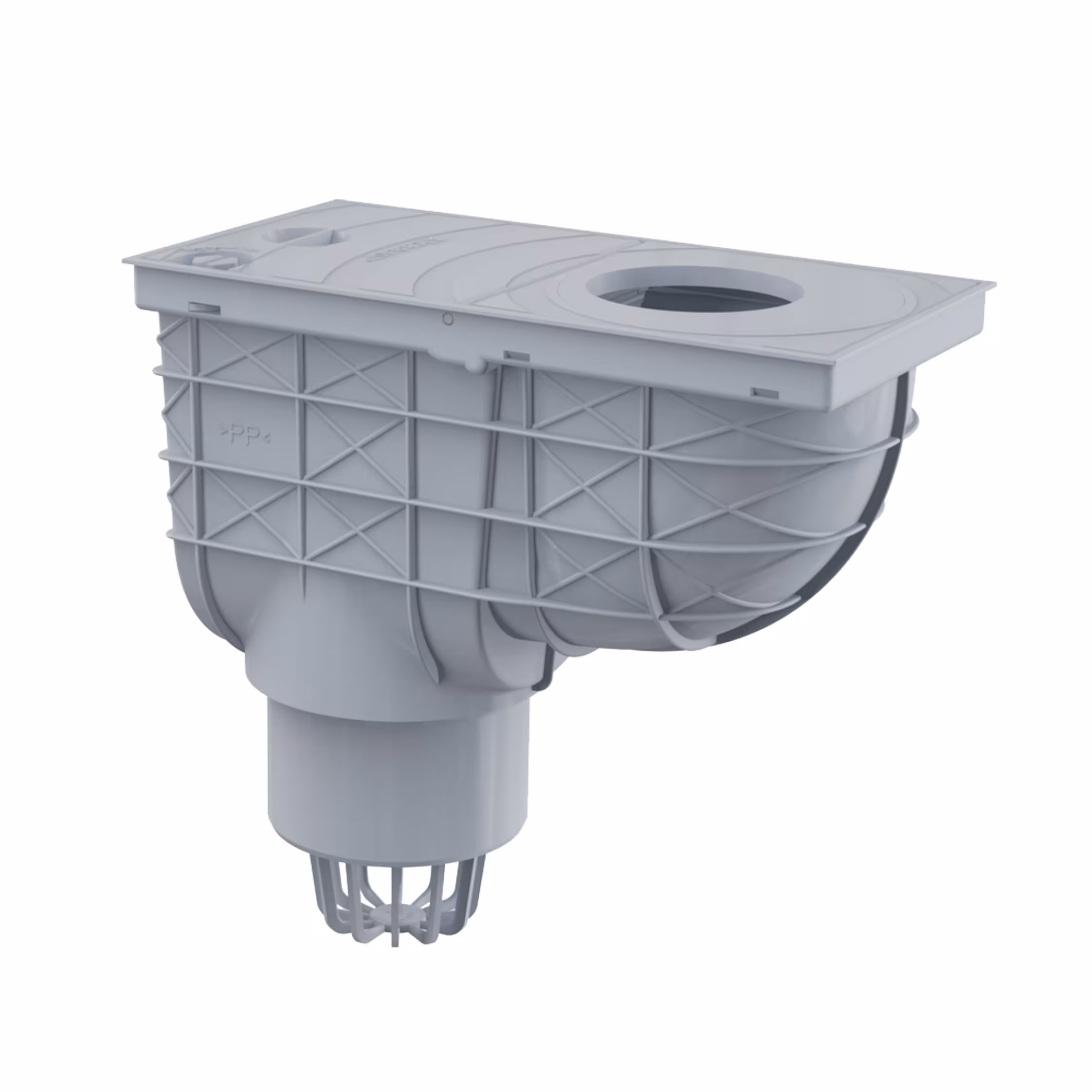 Canale di pioggia AGV | Scarico per grondaia DN100 grigio con collegamento Ø80-125mm collegamento verticale dalla categoria pluviali con GTIN 8595580519254 Scatole per lavello antipioggia DN100 grigio del marchio AlcaPlast della categoria Scatole per lavello antipioggia