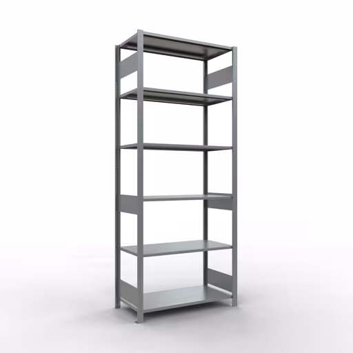 Grundregal, Fachbodenregal Stecksystem MULTIplus150, 2500 x 1000 x 500 mm (HxBxT), 6 Fachböden, Längenriegel, verzinkt von der Marke Schulte Lagertechnik Grundregal, Fachbodenregal Stecksystem MULTIplus150, 2500 x 1000 x 500 mm (HxBxT), 6 Fachböden, Längenriegel, verzinkt aus der Kategorie Grundregal mit der Artikelnummer 12751-LR
